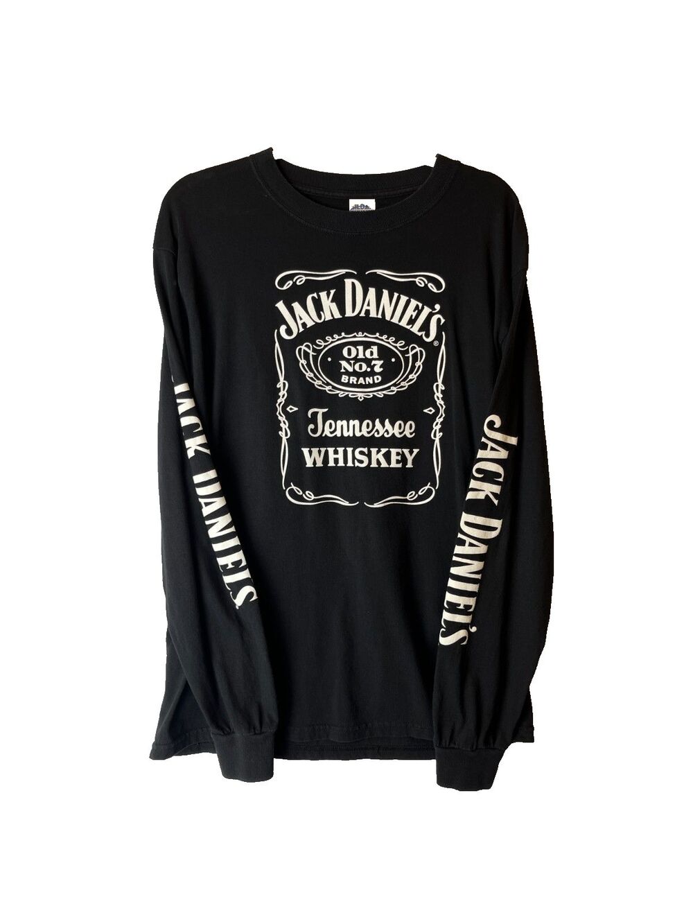 Gildan Jack Daniels Whiskey Long Sleeve T Shirt Mens Large Graphic Print Y2K